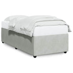 vidaXL upholstered Twin Bed Frame - Light Gray Velvet Mattress Base with Slat Support - 74.8 x 39.4 x 18.1 inches - Modern Bedroom Furniture