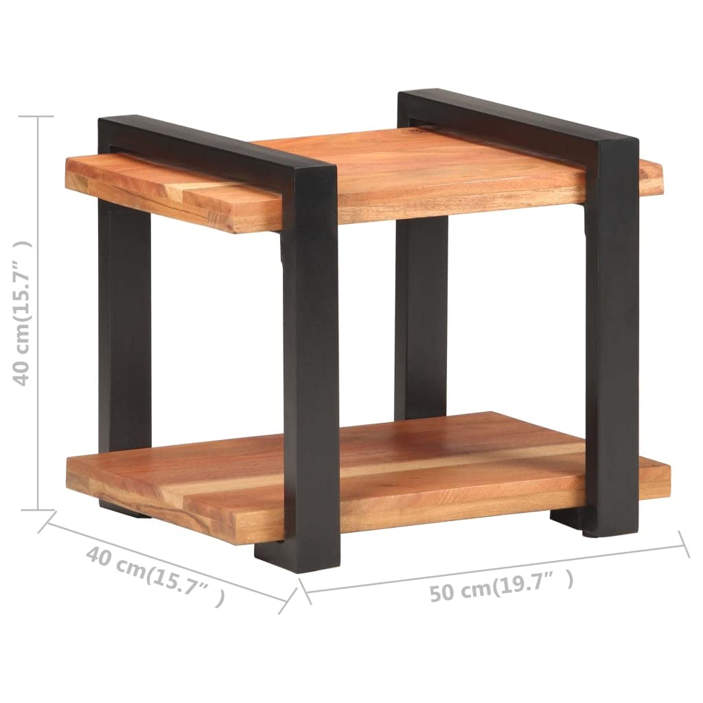 vidaXL Bedside Cabinet - Solid Acacia Wood Side Table with Industrial Look, Storage Nightstand, Unique Wood Grains, Durable and Stable, Assembly Required