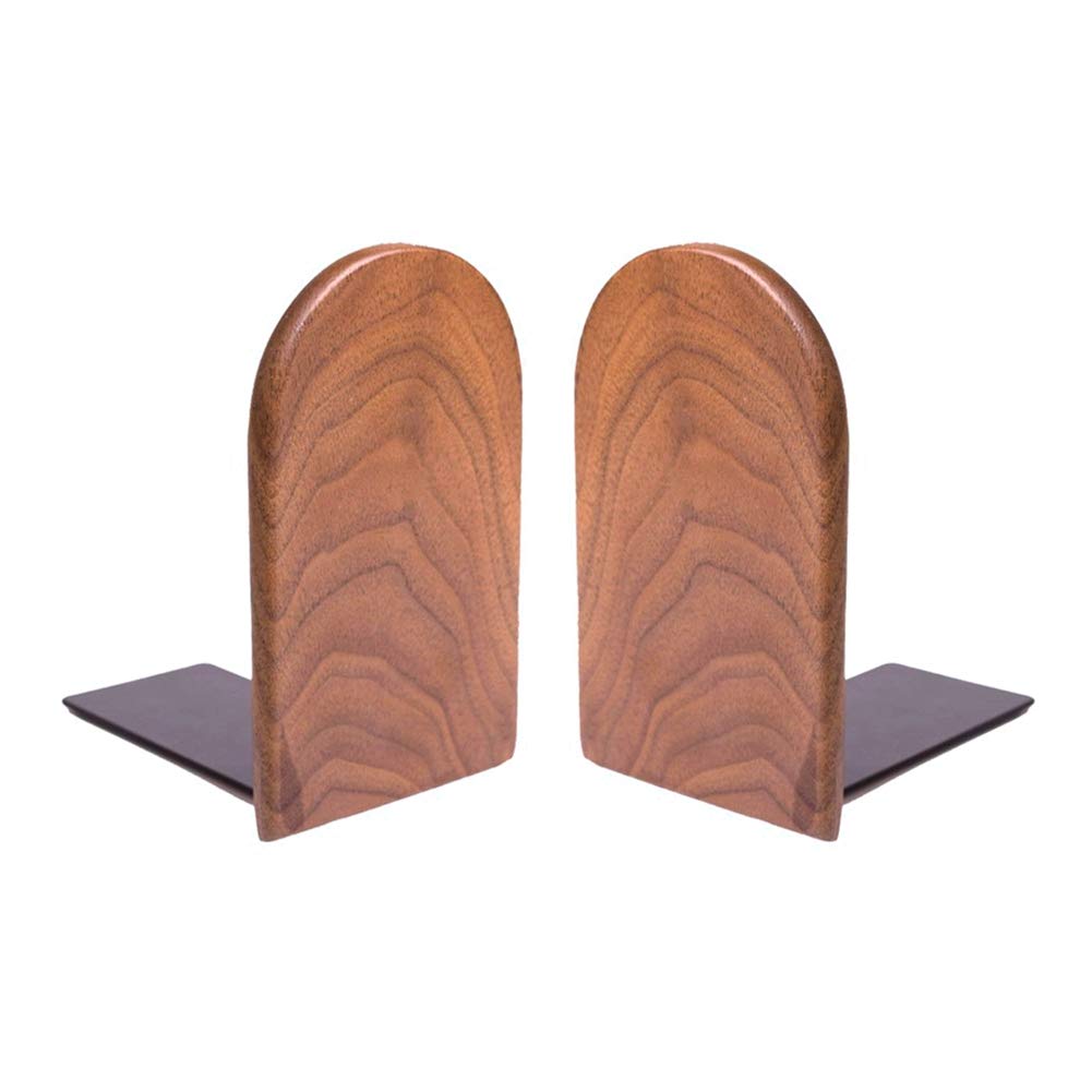 Bamber Wood Bookends, Decorative Bookends For Shelves Heavy Books, Office Book Stand, Black Walnut, H6.7 X W4.7 X L3.9