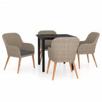 vidaXL 3-Piece Outdoor Patio Dining Set with Cushions - Durable Poly Rattan and Powder-Coated Steel Al Fresco Dining Furniture - Brown and Black