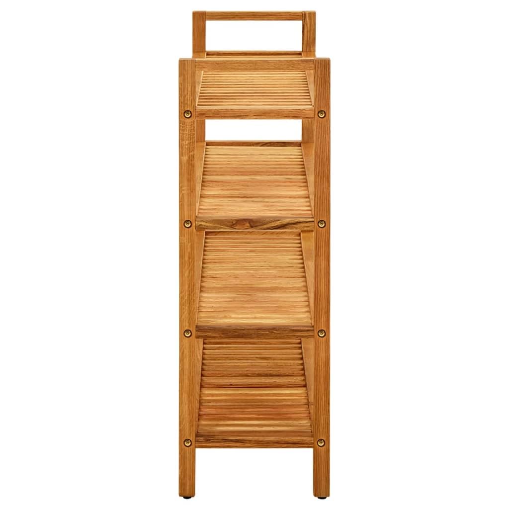 vidaXL Solid Oak Wooden Shoe Rack - Rustic Compact Design with 4 Shelves, Easy Assembly, 39.4&quot;x10.6&quot;x31.5&quot; Size, Brown