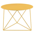 Acme Epidia Metal Accent Table with Round Top and Geometric Base in Yellow