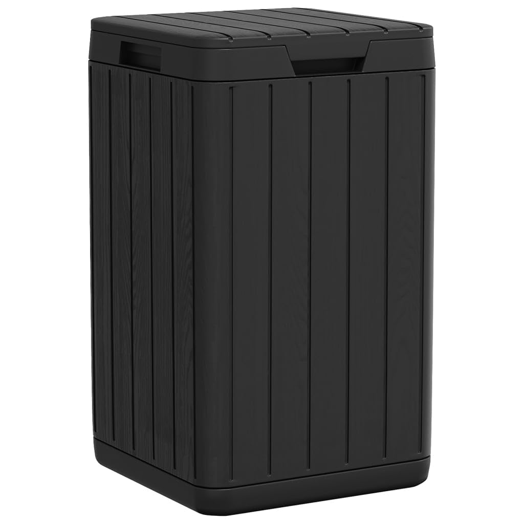 vidaXL Outdoor Garbage Bin - Polypropylene Anthracite 15&quot;x15&quot;x25.6&quot; - Garden Waste Container with Large 21.1 Gallon Capacity, Lid Enclosure, Imitation Wood Texture Design
