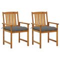 vidaXL 2-Piece Patio Chair Set with Cushions in Gray - Sturdy Solid Acacia Wood Construction - Rustic Farmhouse Style Outdoor Seating
