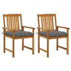 vidaXL 2-Piece Patio Chair Set with Cushions in Gray - Sturdy Solid Acacia Wood Construction - Rustic Farmhouse Style Outdoor Seating