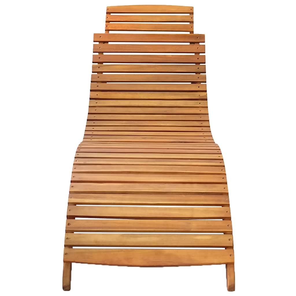 vidaXL Patio Lounge Chair, Outdoor Chaise Lounge Chair with Cushion, Sunlounger, Sunbed for Backyard Poolside Balcony, Retro Style, Solid Acacia Wood