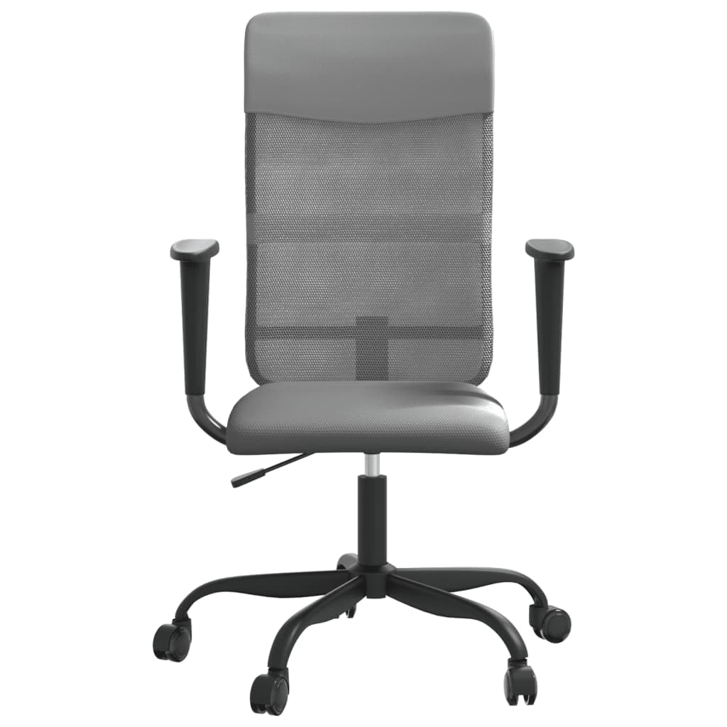 vidaXL Office Chair in Breathable Gray Mesh Fabric and Faux Leather - Adjustable and Swivel Design with Rolling Castors