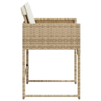 vidaXL Patio Chairs - Cushions Included, Beige Poly Rattan, Outdoor Furniture, 4-Piece Set - Compact Foldable Chairs with Removable Covers
