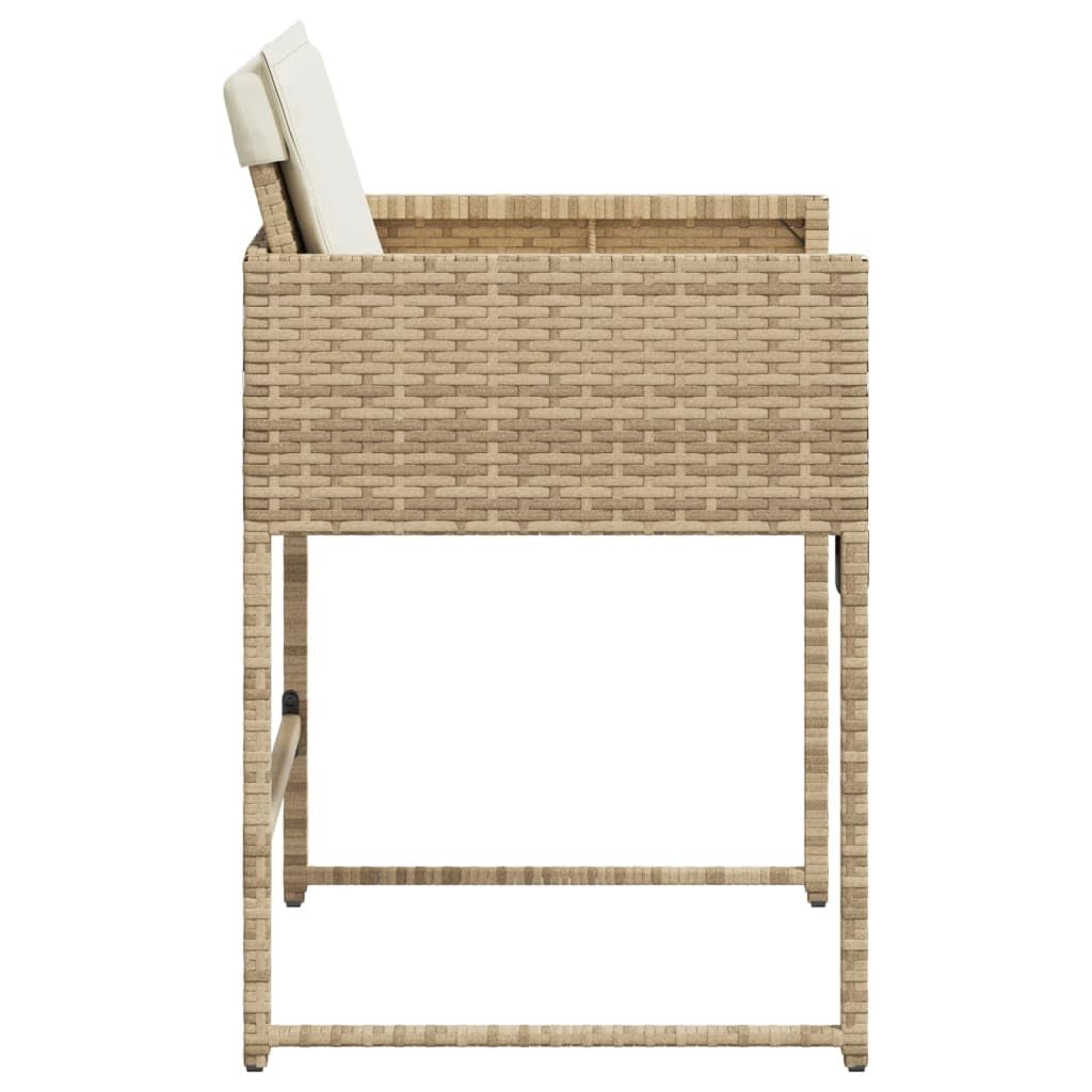 vidaXL Patio Chairs - Cushions Included, Beige Poly Rattan, Outdoor Furniture, 4-Piece Set - Compact Foldable Chairs with Removable Covers