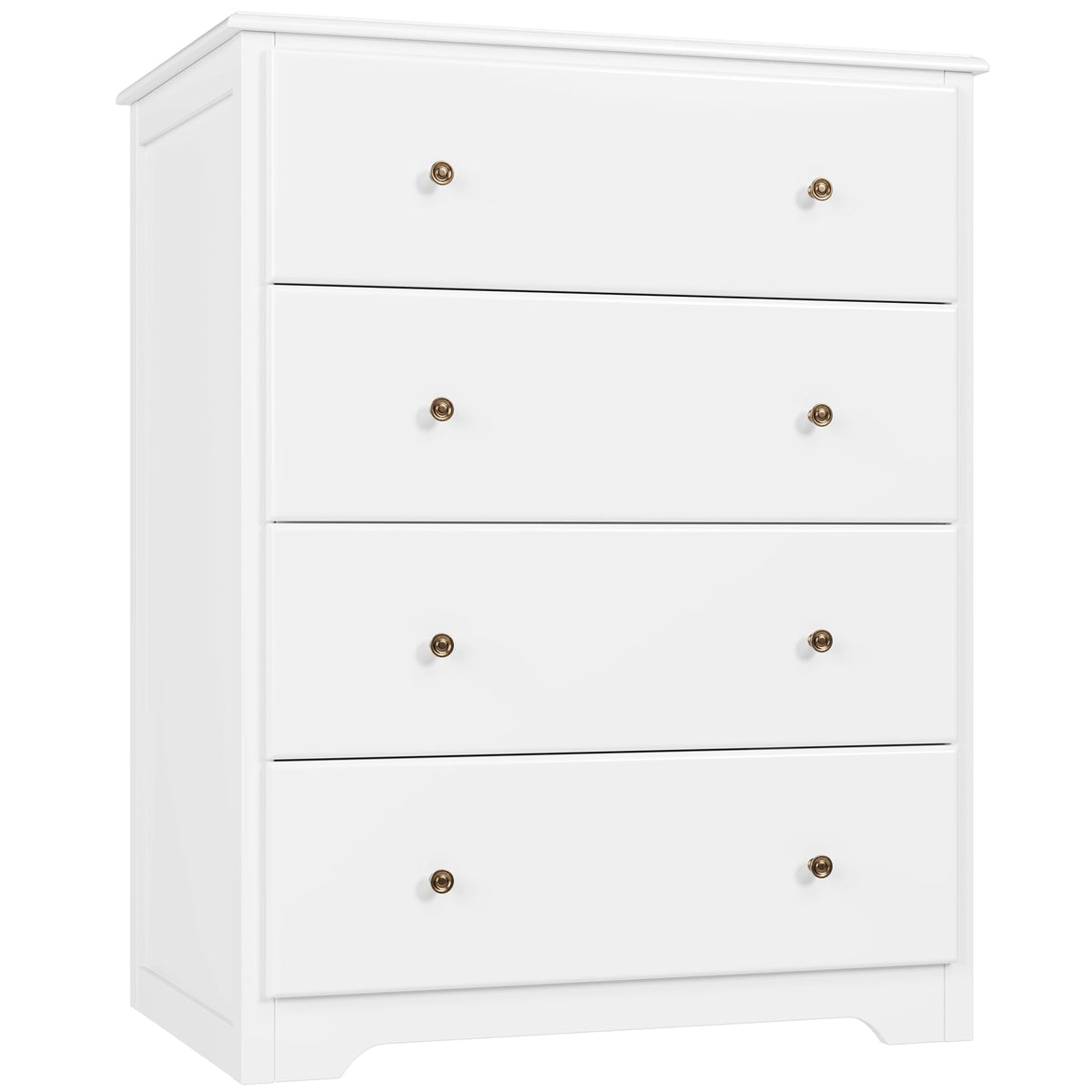 HOUSUIT White Dresser, 4 Drawer Dressers Chest of Drawers, Modern Tall Dresser, Wood Drawer Chest Storage Cabinet for Living Roo