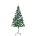 Vidaxl Realistic Artificial Prelit Christmas Tree With Decorative Balls, Pine Cones And Energyefficient Led Lights  70.9 Inch  Hei