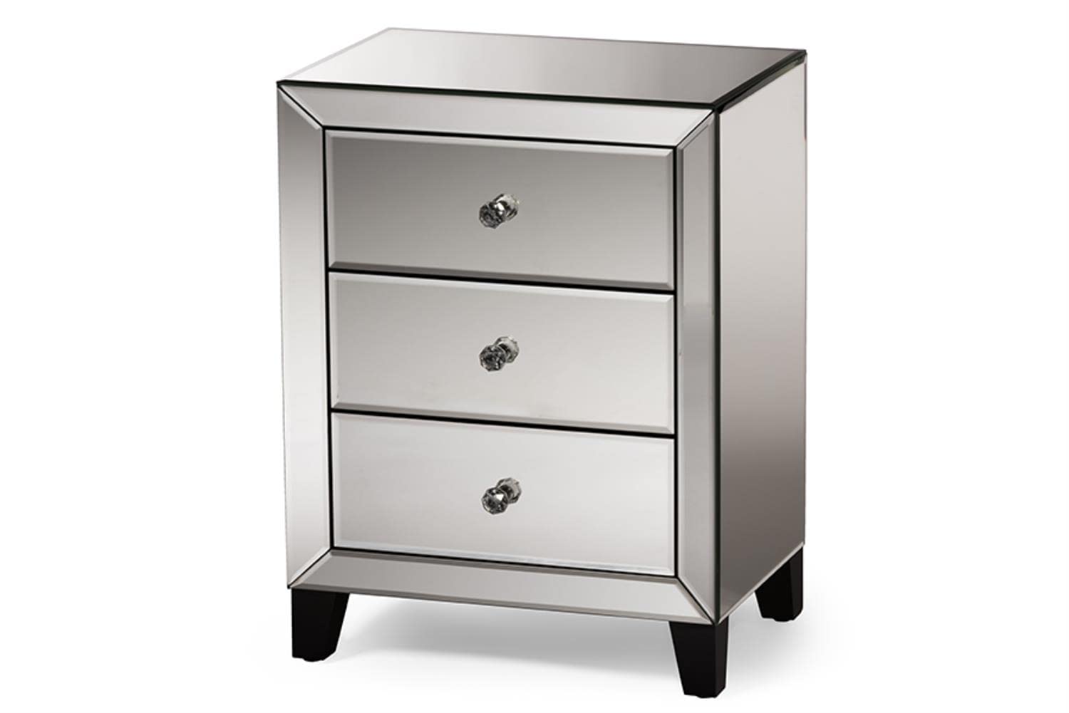 Baxton Studio Chevron End Table, Medium, Silver