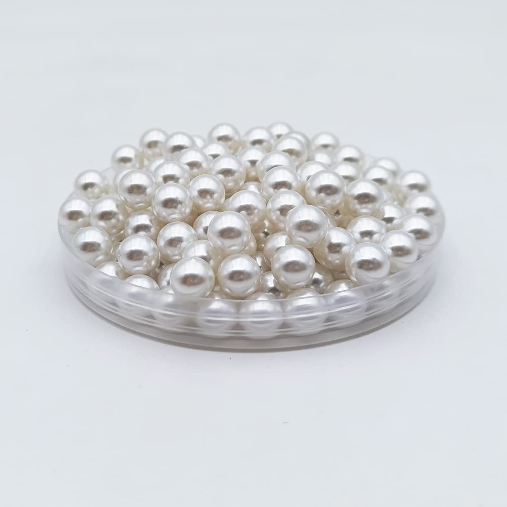 Inspirelle 580Pcs White Undrilled Abs Art Faux Pearls For Vase Fillers, 10Mm No Hole Makeup Beads To Hold Brush Eyeliner, Imitat
