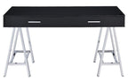 Acme Furniture Coleen Built-In Usb Port Writing Desk In Black High Gloss & Chrome Finish