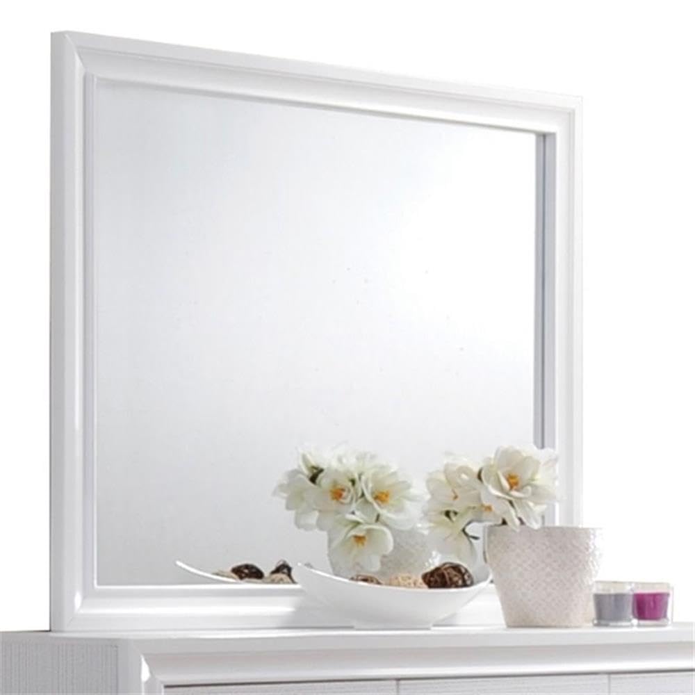 Acme Naima Wood Frame Bedroom Mirror In White