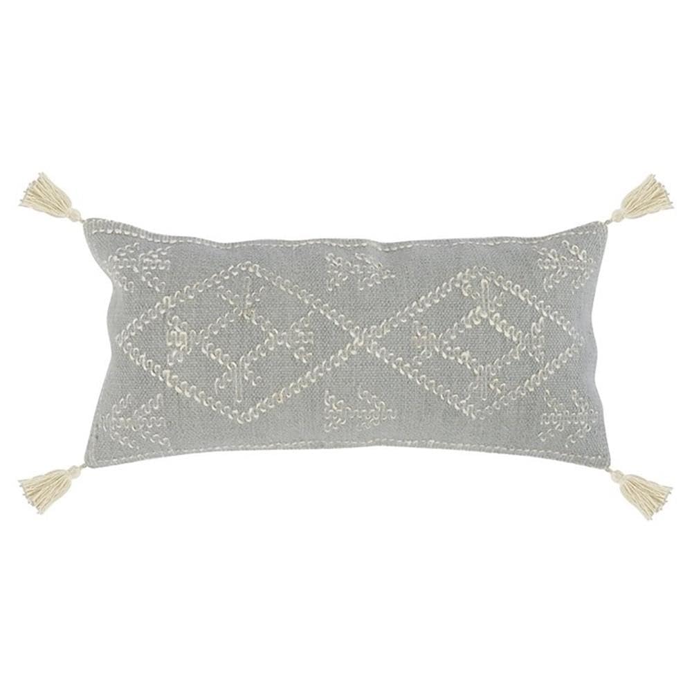 Kosas Home Ferri 16X36 Elegant Pattern Wool And Jute Throw Pillow In Ivory/Gray