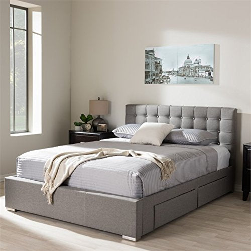 Baxton Studio Rene 4-Drawer Storage Platform Bed Grey/King