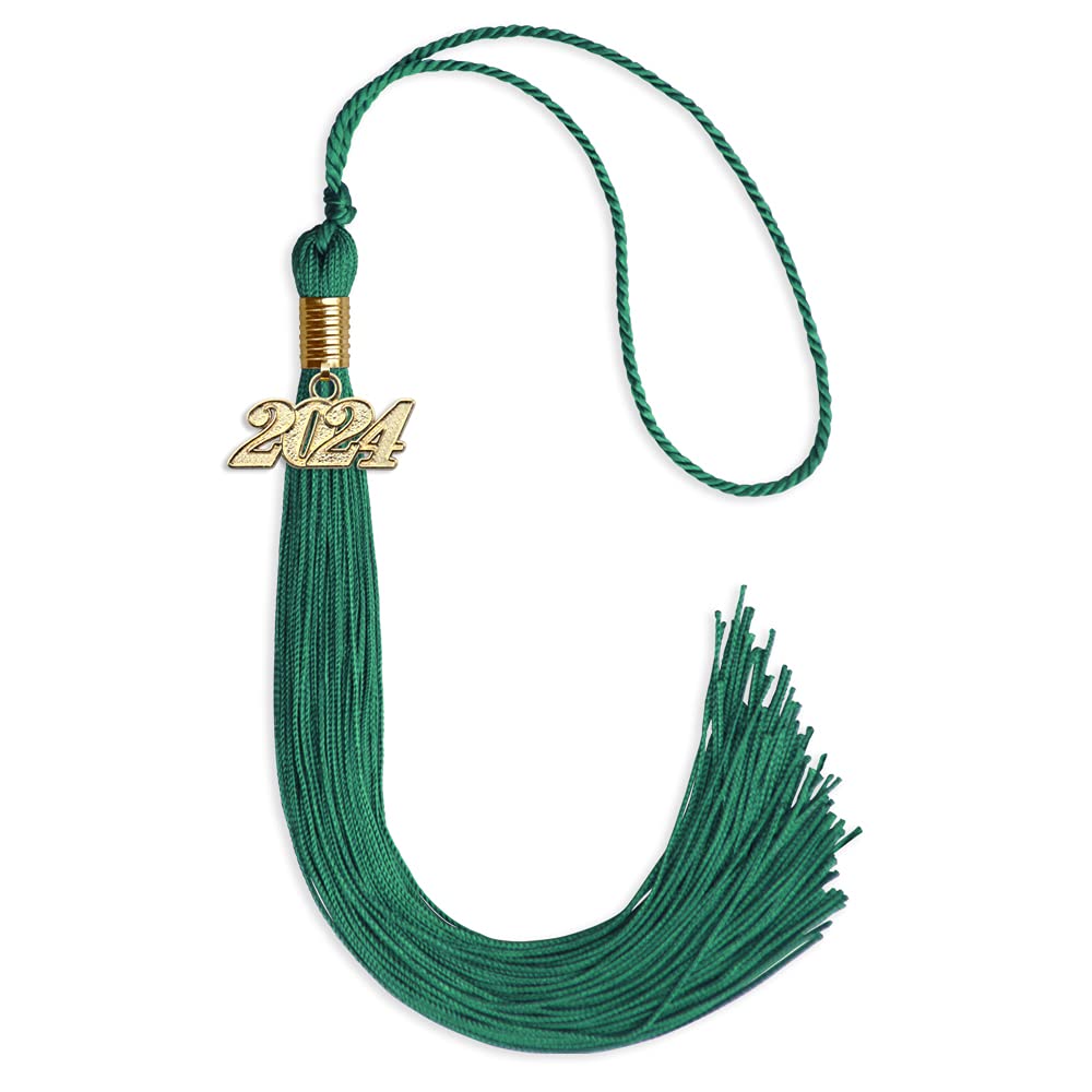 Endea Graduation Single Color Tassel with Gold Date Drop (Emerald Green, 2024)