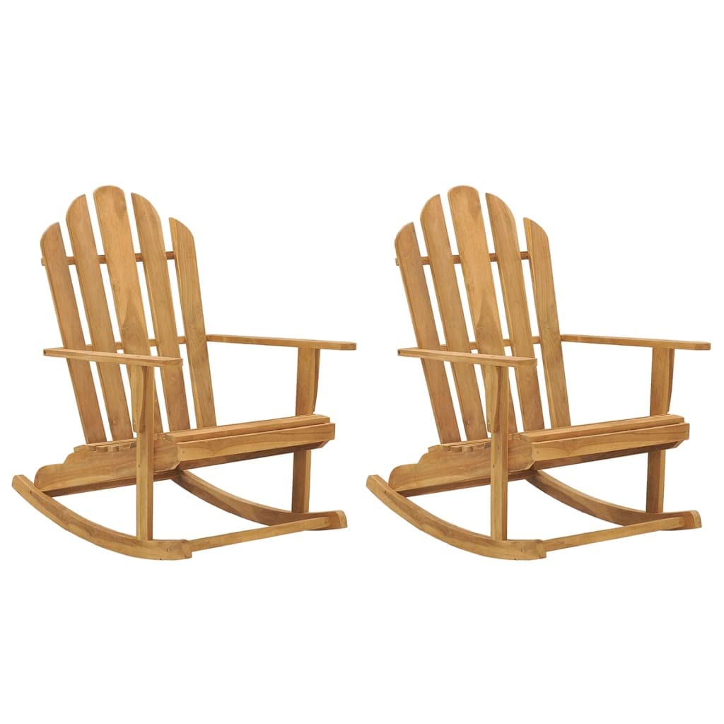 vidaXL Adirondack Rocking Chairs Set of 2 – Solid Teak Wood, Sturdy & Durable – Ideal for Patio, Garden, Outdoor Seating Experience