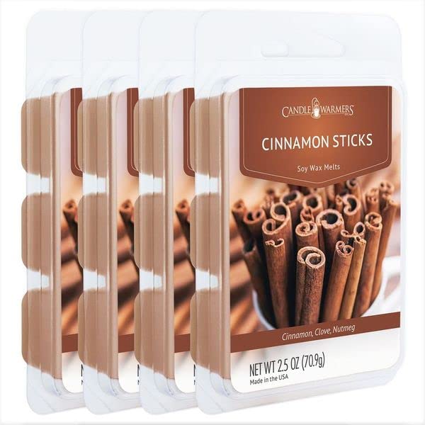 Candle Warmers Etc Classic Wax Melts 2.5oz, Cinnamon Sticks Fragrance (4-Pack) - Each Pack has x4 2.5 oz Wax Melts and 30 Hours 