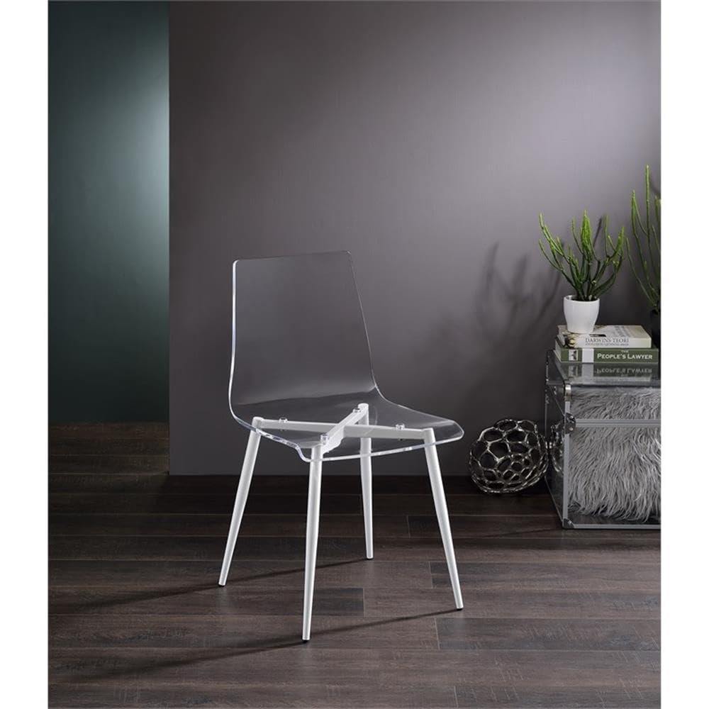 Progressive Furniture A La Carte Set Of 2 Clear Acrylic Dining Chairs W/White Metal Base