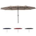 15FT Large Patio Umbrella with Crank Handle,Double-Sided Rectangular Outdoor Umbrella for Pool, Garden, Deck, Lawn & Market (Cla