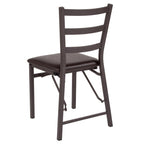 Flash Furniture Hercules Series Brown Folding Ladder Back Metal Chair With Brown Vinyl Seat