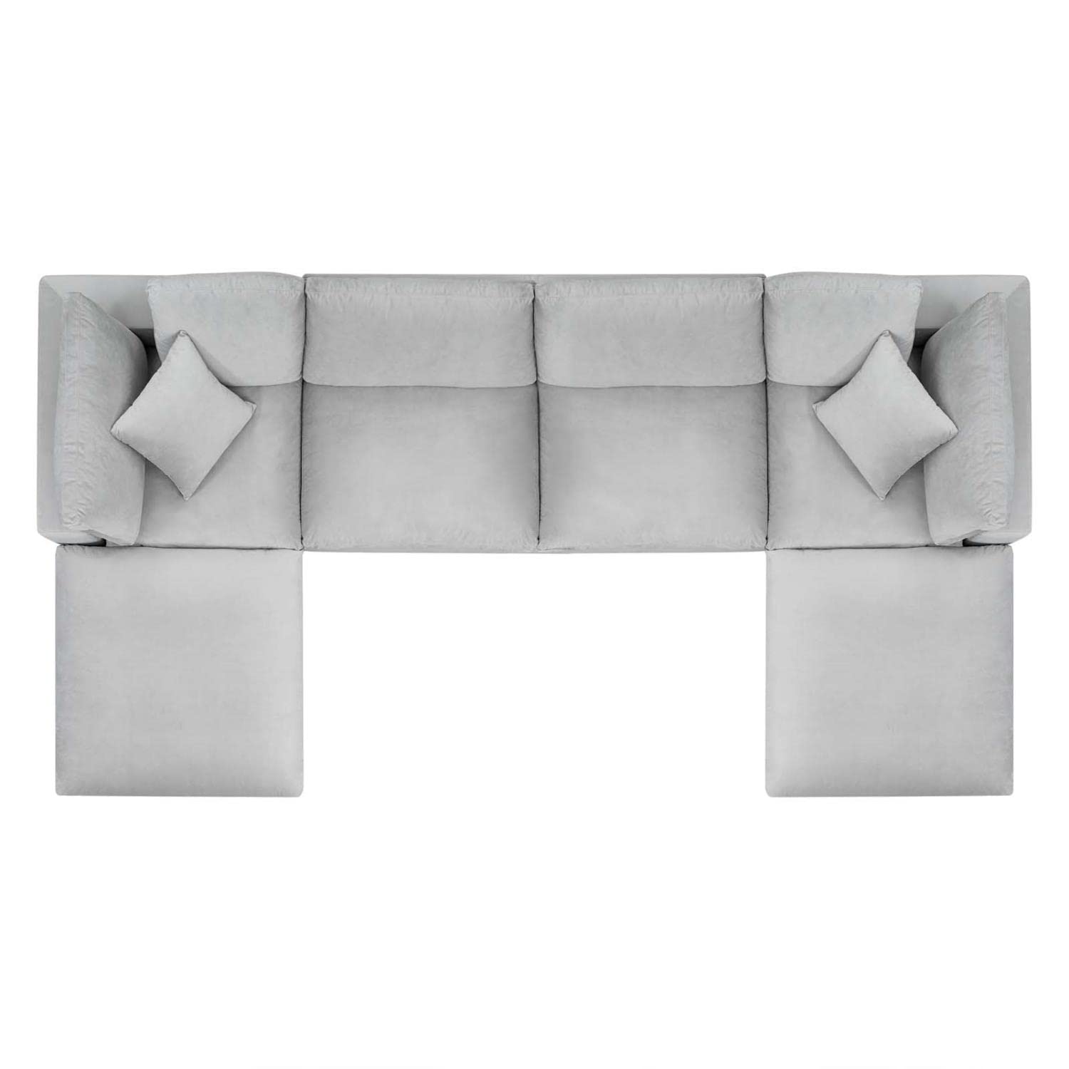 Modway Commix Down Filled Overstuffed Performance Velvet 6-Piece Sectional Sofa In Light Gray