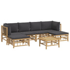 vidaXL 7 Piece Patio Lounge Set with Dark Gray Cushions Bamboo