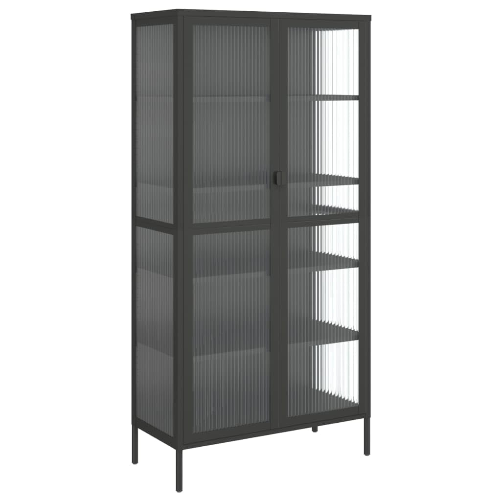 vidaXL Highboard Black 33.5&quot;x15.7&quot;x70.9&quot; Glass and Steel