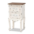 Baxton Studio Levron Classic and Traditional Two-Tone Walnut Brown and Antique White Finished Wood 2-Drawer Nightstand