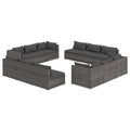 vidaXL 12 Piece Patio Lounge Set - Poly Rattan, Gray with Anthracite Cushions - Durable, Water-Resistant Material, Sturdy Steel Frame - Modular Design, Comfortable & Easy to Maintain