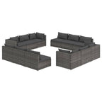 vidaXL 12 Piece Patio Lounge Set - Poly Rattan, Gray with Anthracite Cushions - Durable, Water-Resistant Material, Sturdy Steel Frame - Modular Design, Comfortable & Easy to Maintain