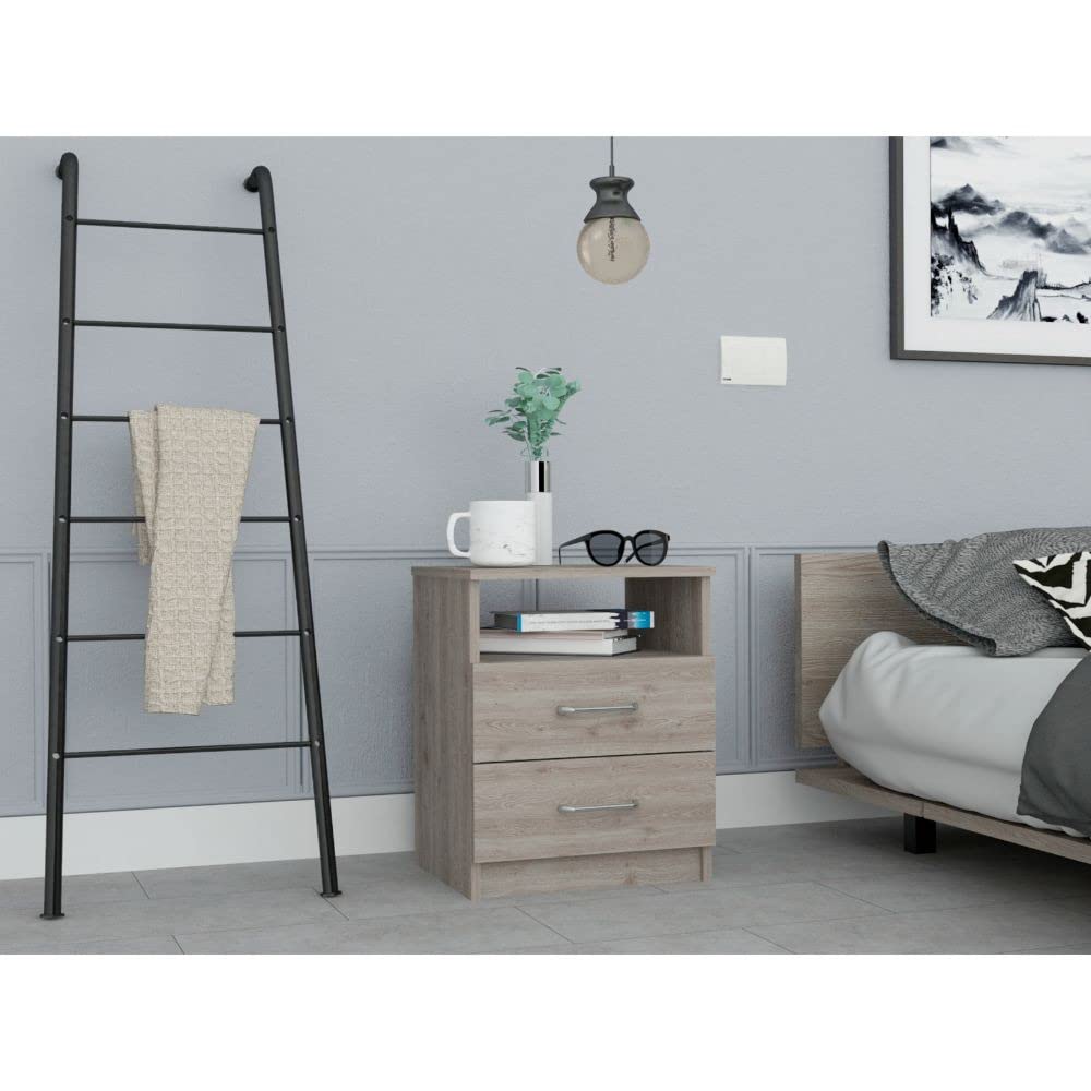 HomeRoots Modern and Stylish Light Grey Particle Bedroom Nightstand