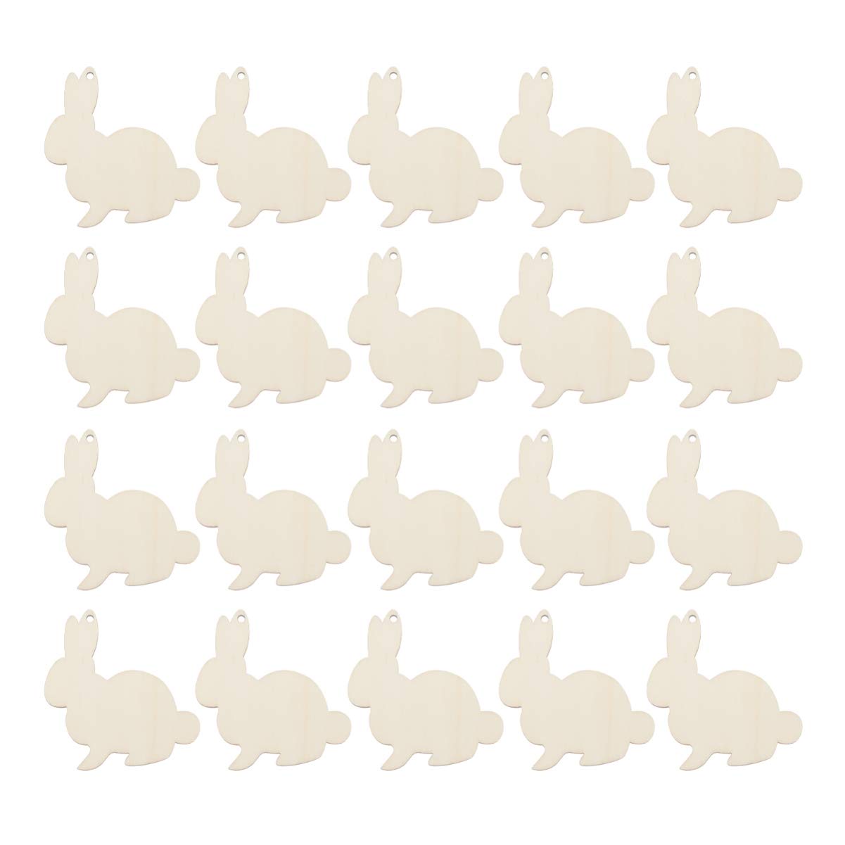 Amosfun Bunny Wooden Slices Easter Party Decorations Unfinished Wood Crafts Cutouts Wooden Easter Rabbit Party Decoration Easter