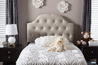 Baxton Studio Morris Modern and Contemporary Queen Size White Faux Leather Upholstered Button-Tufted Scalloped Headboard