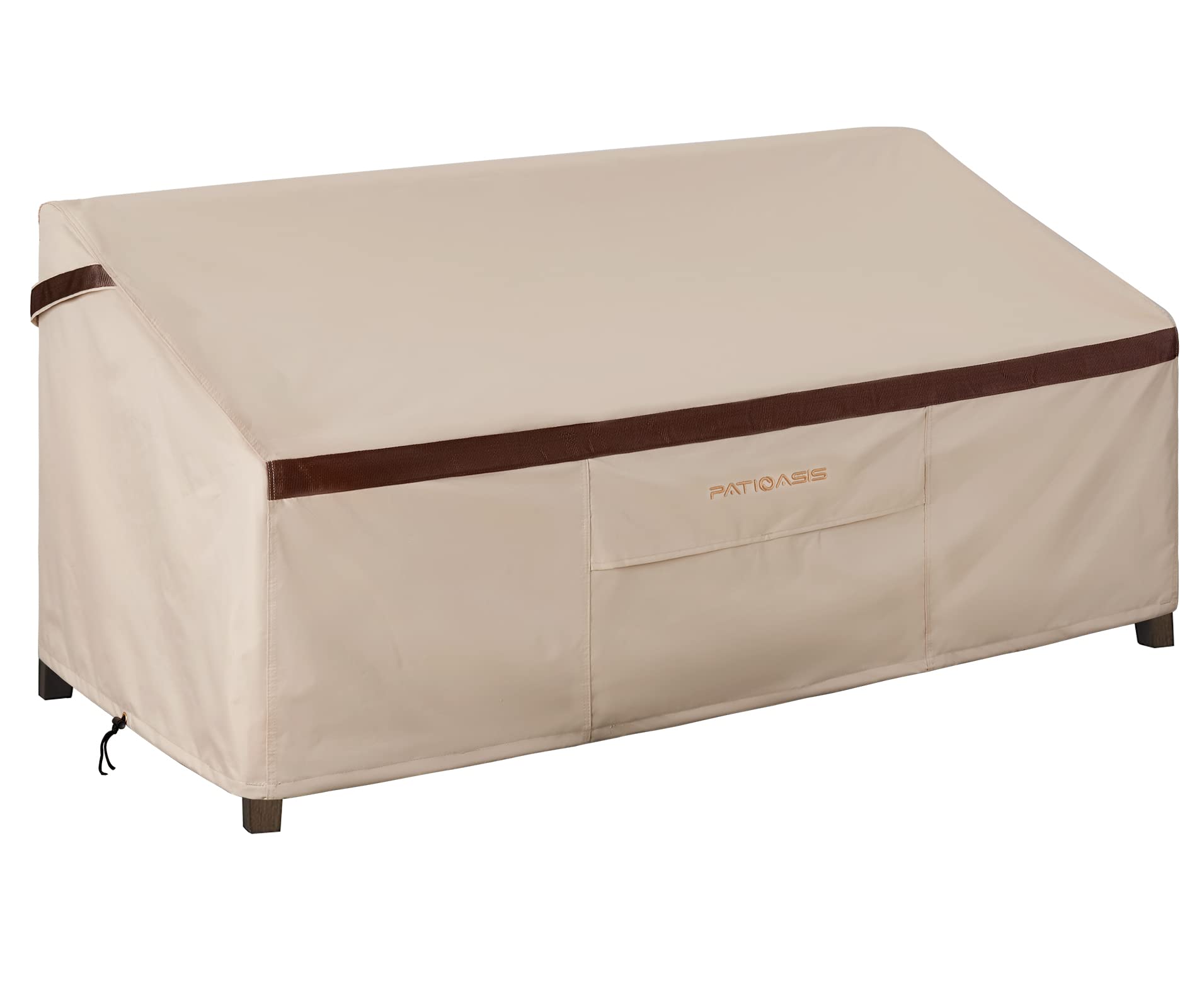 Patioasis Patio Loveseat Covers Outdoor Furniture Waterproof Garden Deep Sofa Cover 62Inch X 38Inch X 35Inch (L X W X H) Lawn 2-Seater Sofa Covers With Air Vent Beige & Brown