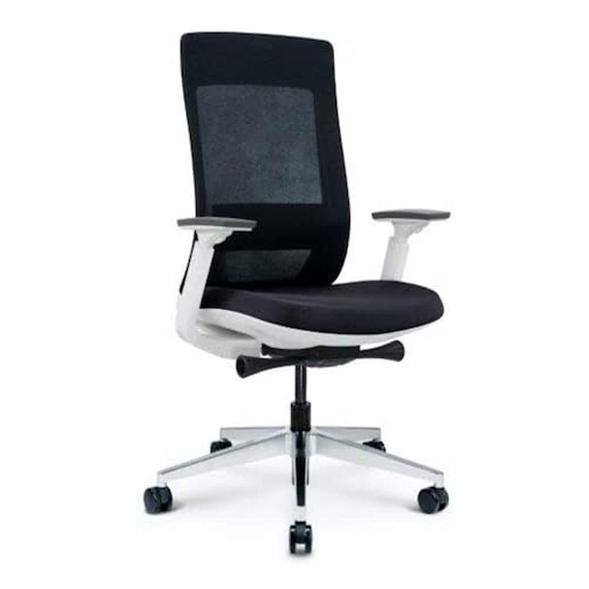 Ergohuman Elevate Black Mesh Back With Black Fabric Seat, Weight Balance, Tilt And Height Adjustment, Office Desk Chair (White Frame)