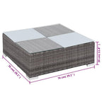 vidaXL Gray Poly Rattan Patio Lounge Set - 8 Piece Sofa Set with Cushions and Glass Tabletop for Garden and Outdoor Living