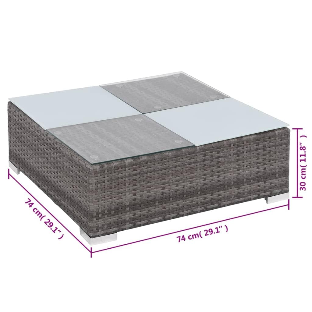 vidaXL Gray Poly Rattan Patio Lounge Set - 8 Piece Sofa Set with Cushions and Glass Tabletop for Garden and Outdoor Living