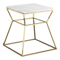 Pangea Home Geo Modern Marble & Steel Side Table In White & Gold