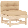 vidaXL Solid Pinewood Middle Sofa - Comfortable Outdoor Seating with Untreated Wood Frame and Beige Cushions - Modular Garden Furniture