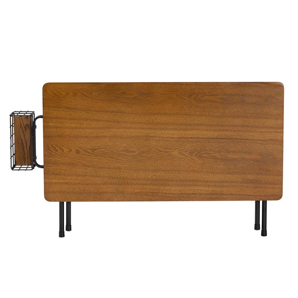 Baxton Studio Mariela Natural Brown and Black Low Profile Coffee Table with Basket Natural Brown/Black/Wood/Metal