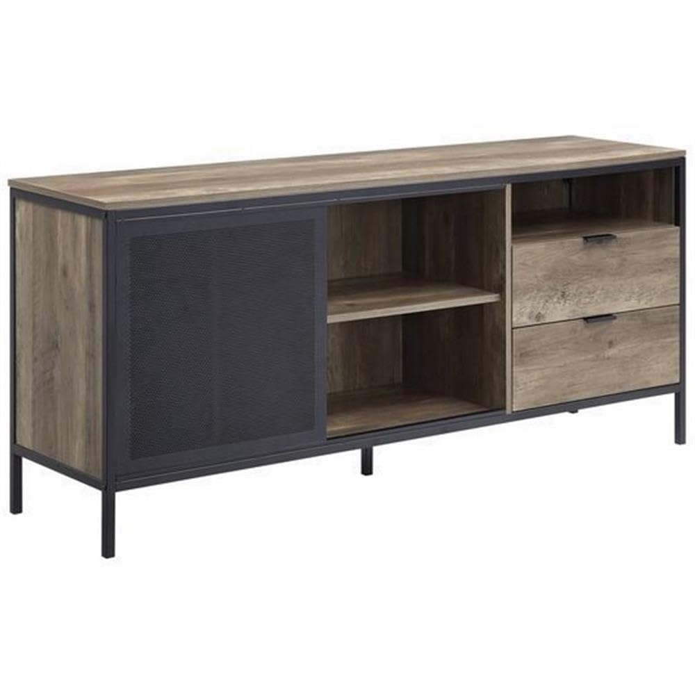 Acme Nantan Wooden TV Stand in Rustic Oak and Black