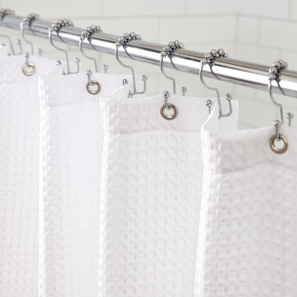 Gorilla Grip Waffle Shower Curtain, Thick Weighted Fabric, Wrinkle And Rust Resistant, Classic Hotel Quality Design, Heavy Duty Long Curtains For Bathroom Showers, Bath Tubs, Machine Wash, 72X72 White