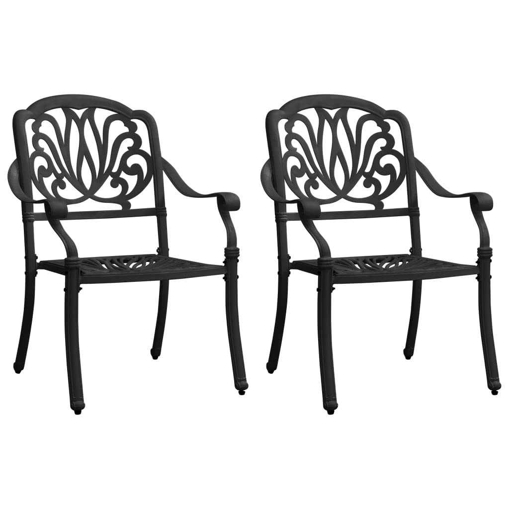 vidaXL Bistro Set 3 Piece, Table and Chair for Balcony, Bistro Table for Yard Park, Outdoor Furniture, Industrial Style, Cast Aluminum Black