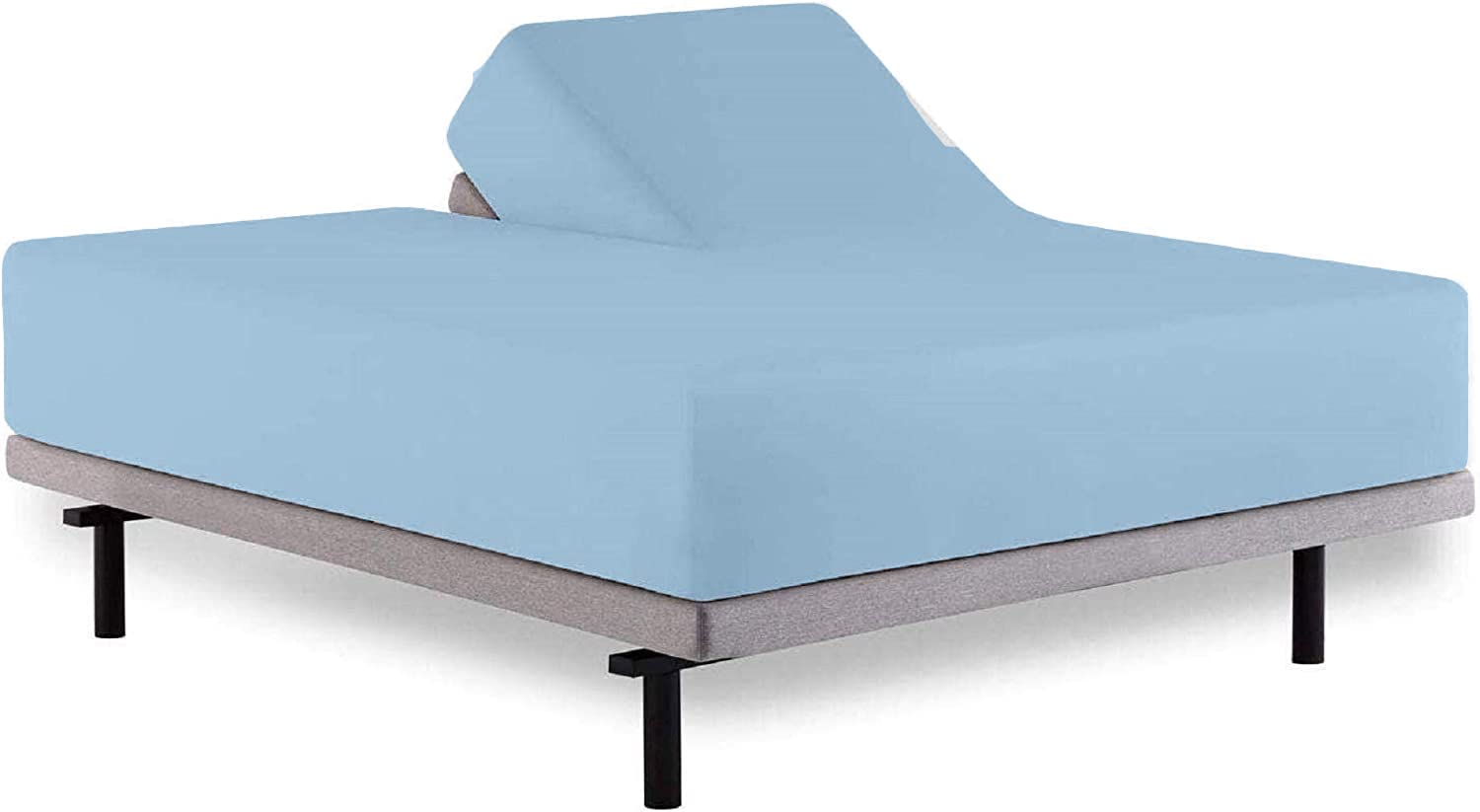 Flex Head Fitted Sheet Only - 400 Thread Count 100% Egyptian Cotton Deep Pocket Sheets - King 34' Top Split Fitted Sheet - Ligh