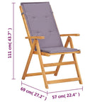 vidaXL Patio Chairs Set of 2 - Dark Gray - Weather-Resistant Solid Acacia Wood - Foldable and Reclining with Cushions for Comfort