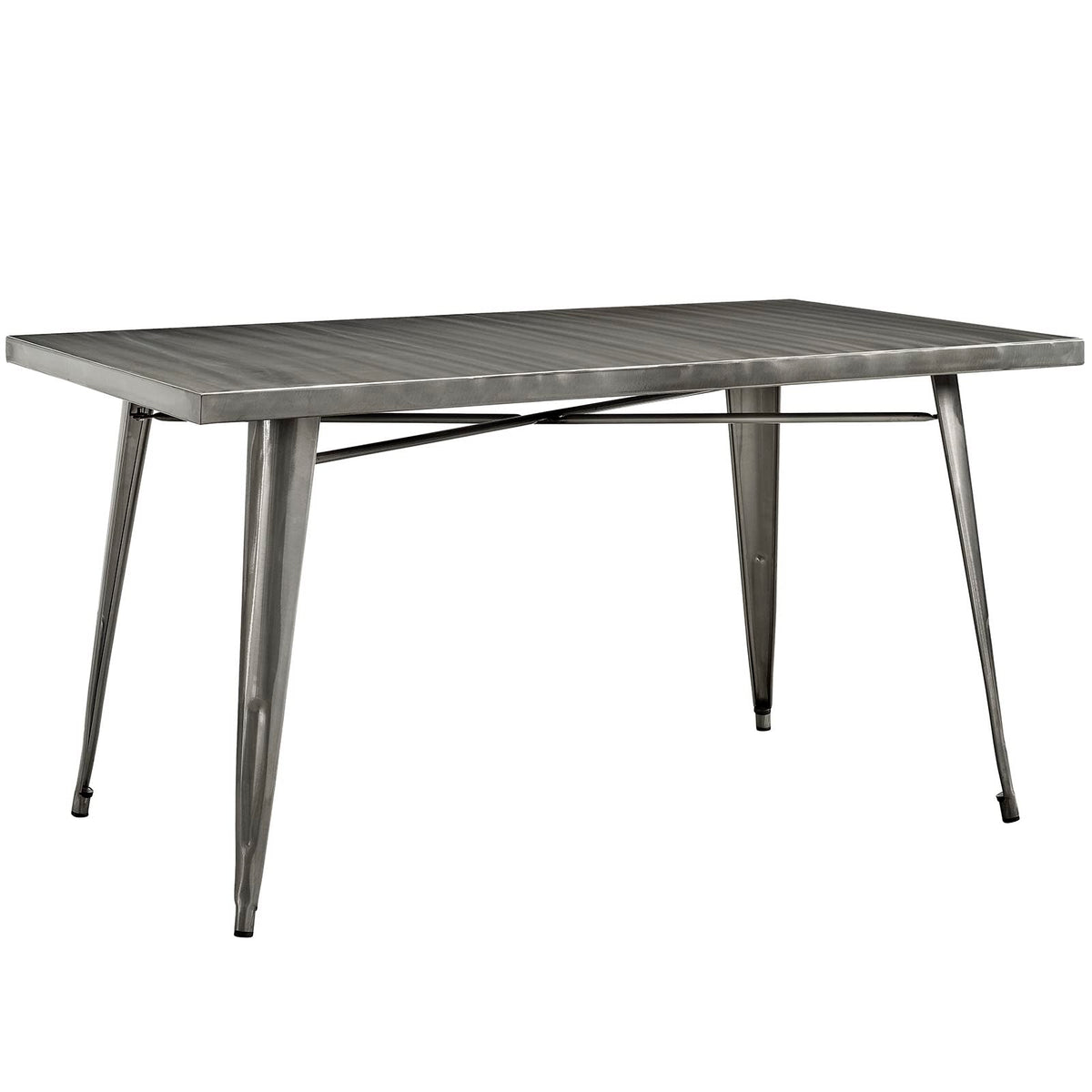 Modway Alacrity 60&quot; Rustic Modern Farmhouse Stainless Steel Metal Rectangle Dining Table in Gunmetal