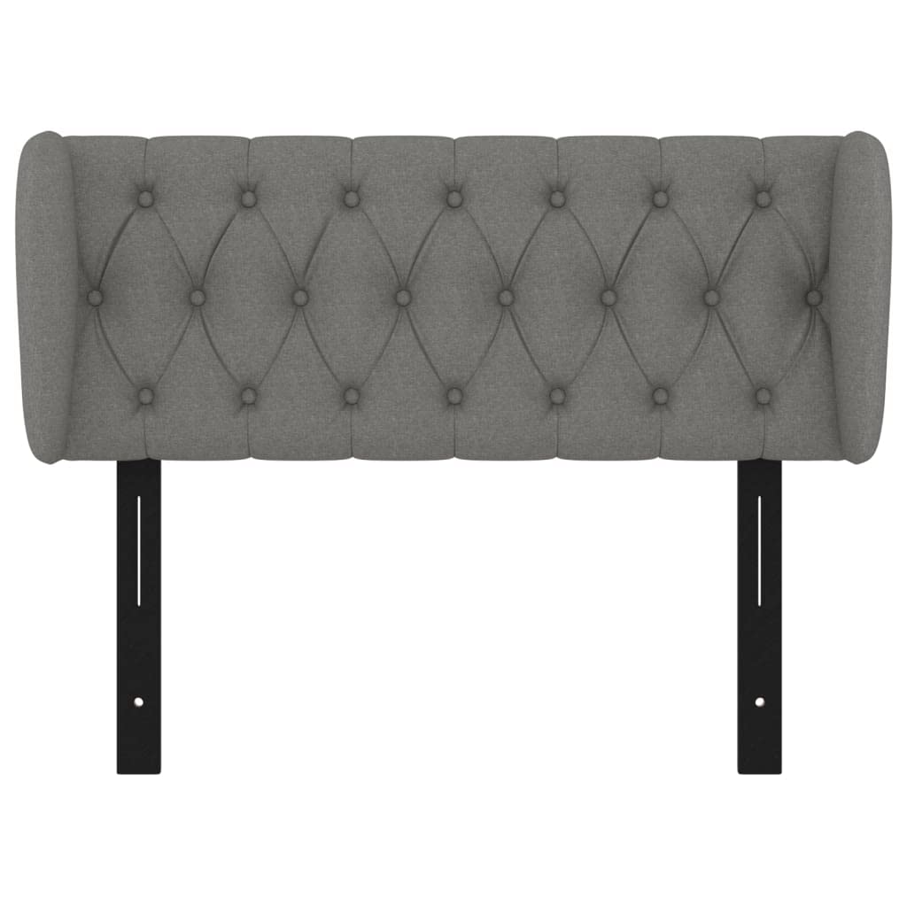 vidaXL Stylish Headboard with Ears - Dark Gray Fabric Made, Engineered Wood and Solid Larch Wood, Foam Filled, Measures 40.6"x9.1"x30.7"/34.6"(WxDxH)